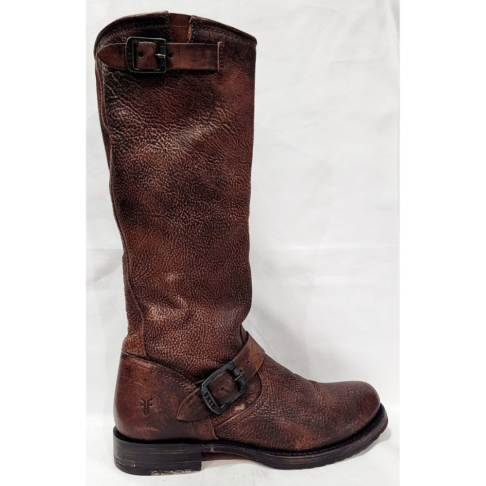 Frye VERONICA 77609 Brown Leather Boot Tall Pull-On Riding Slouch 7.5 B Used